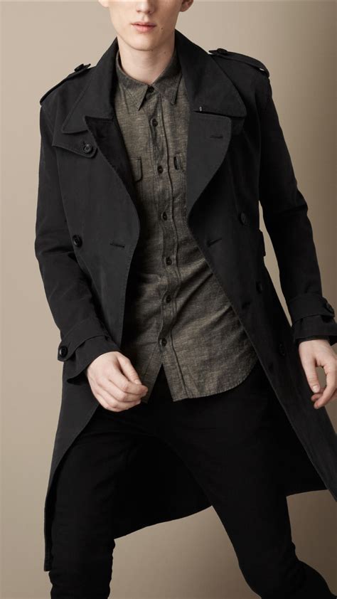 mens black burberry coat|Burberry men military coats.